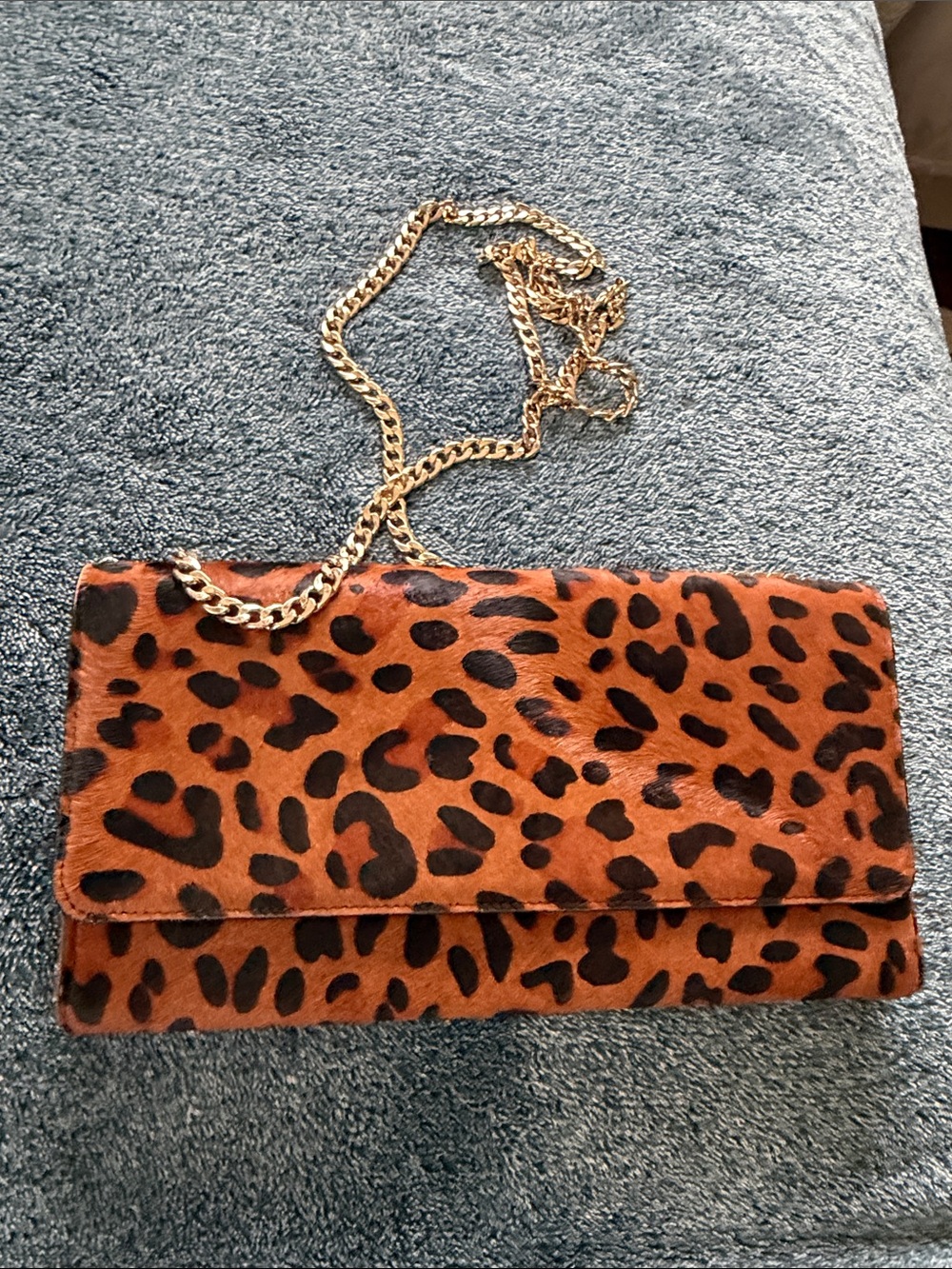 Nordstrom Leopard Print Chain Clutch - Brown/Black
